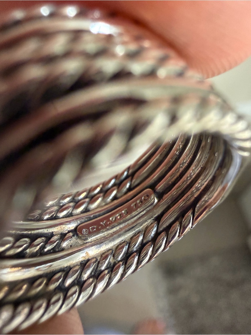David Yurman Two-Tone Twisted Cable Ring with Gold Accents - Picture 6 of 7